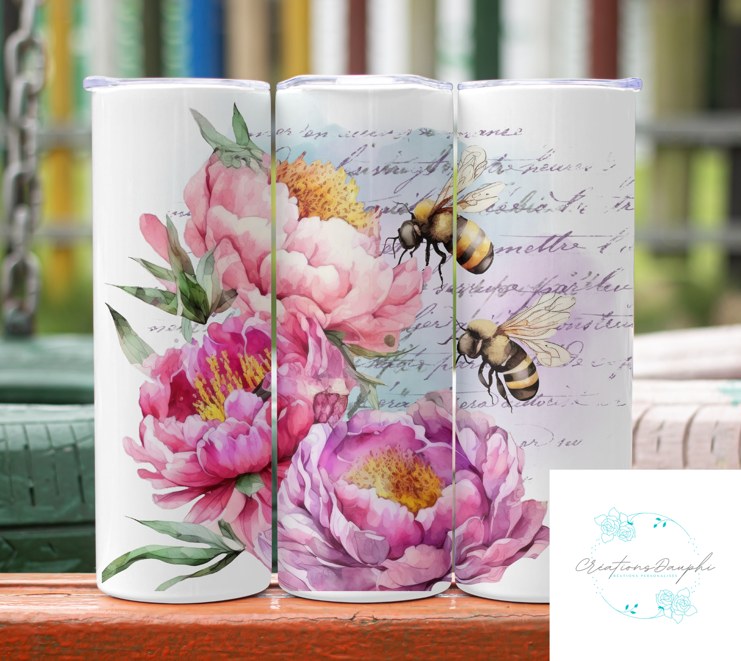 Abeilles fleurs rose