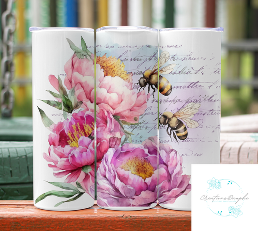 Abeilles fleurs rose